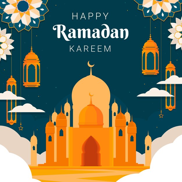 Flache ramadan-feierillustration