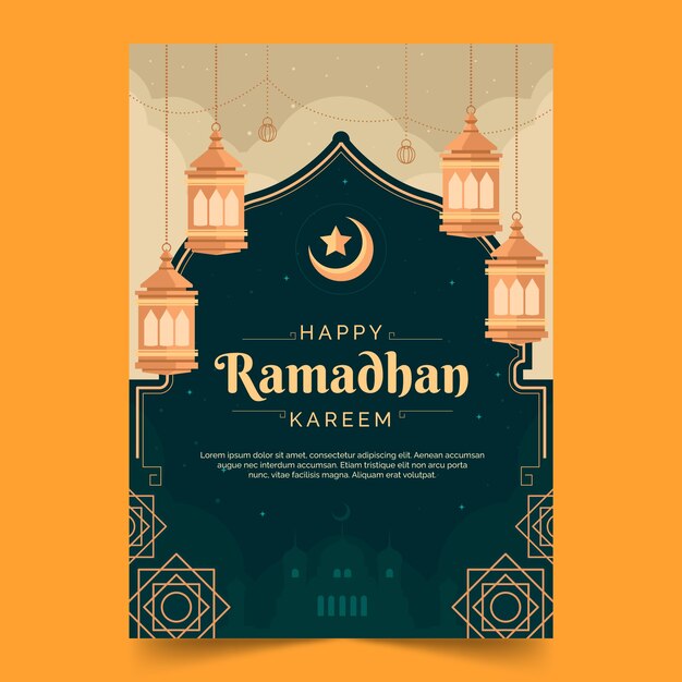 Flache Ramadan-Grußkarte