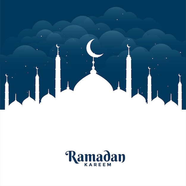 Kostenloser Vektor flache ramadan kareem moschee grußkarte