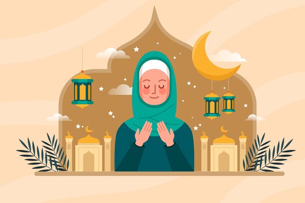 Flache Ramadan-Konzeptillustration