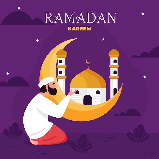 Kostenloser Vektor flache ramadanillustration