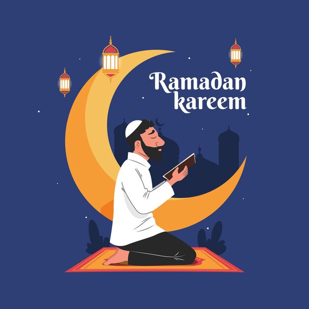 Kostenloser Vektor flache ramadanillustration