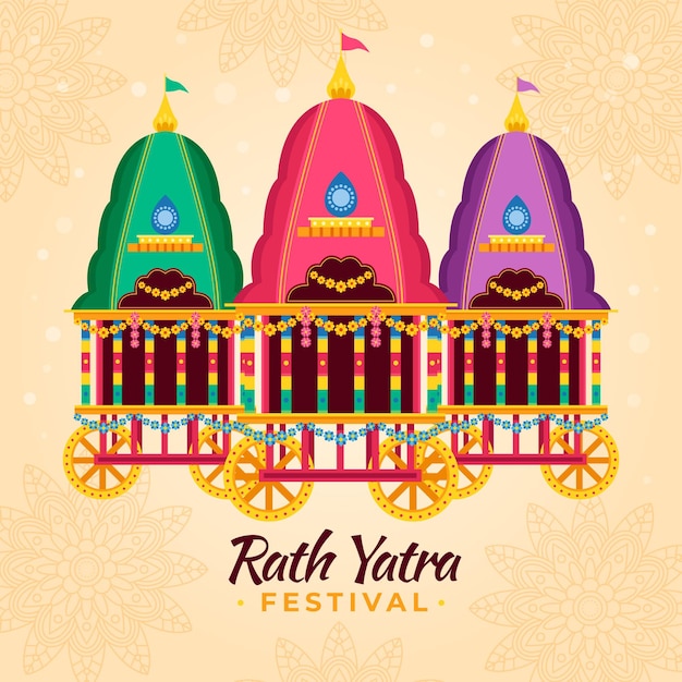 Kostenloser Vektor flache rath yatra feier illustration