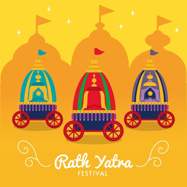 Kostenloser Vektor flache rath yatra feier illustration