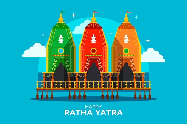 Kostenloser Vektor flache rath yatra illustration