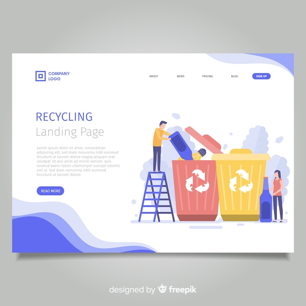 Flache recycling-landingpage-vorlage