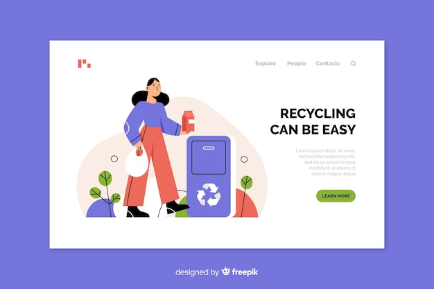 Kostenloser Vektor flache recycling-landingpage-vorlage