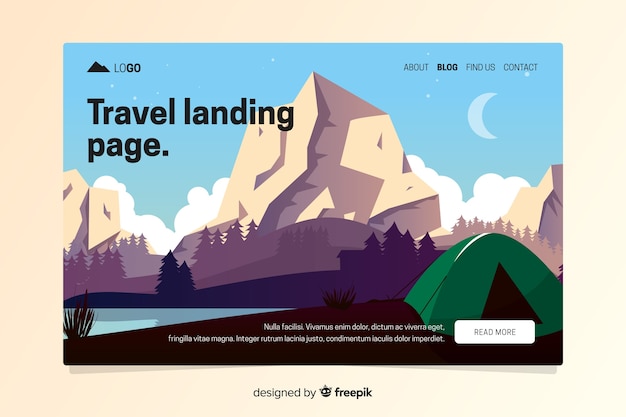 Kostenloser Vektor flache reise-landingpage-vorlage