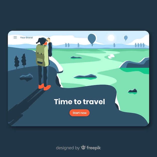 Kostenloser Vektor flache reise-landingpage-vorlage