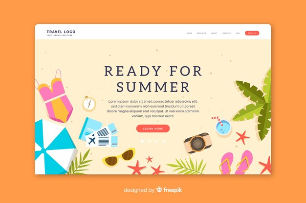 Flache Reise-Landingpage-Vorlage