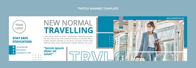 Flache Reise-Twitch-Banner-Vorlage