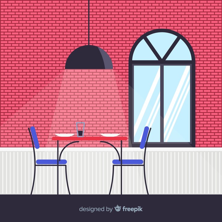 Kostenlose Vektor flache restaurantillustration