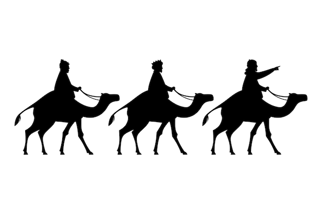 Kostenloser Vektor flache reyes-magos-silhouette-illustration