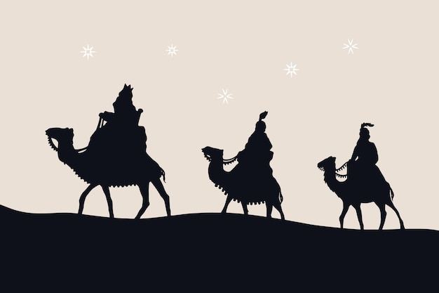 Flache reyes-magos-silhouette-illustration