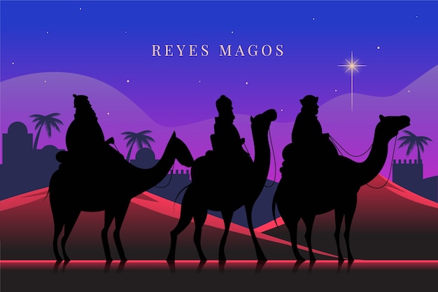 Flache reyes-magos-silhouette-illustration