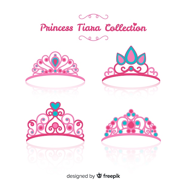 Kostenloser Vektor flache rosa prinzessin tiara sammlung