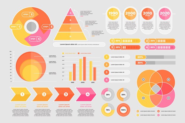 Kostenloser Vektor flache sammlung von infografik-elementen