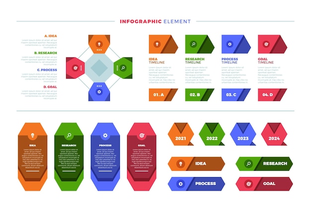 Kostenloser Vektor flache sammlung von infografik-elementen
