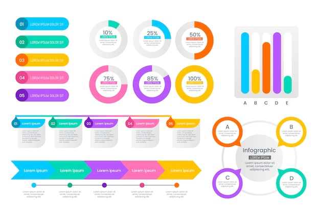 Kostenloser Vektor flache sammlung von infografik-elementen