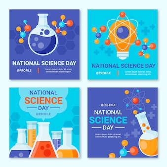 Flache sammlung von instagram-posts zum nationalen wissenschaftstag