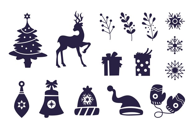 Flache Silhouette der Weihnachtszeit