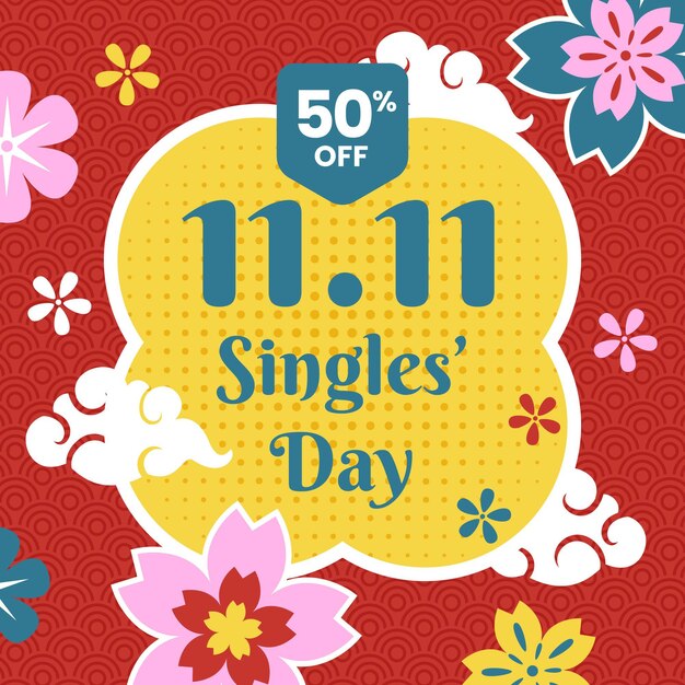 Flache Single's Day Sale Illustration