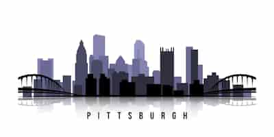 Kostenloser Vektor flache skyline-silhouette von pittsburgh