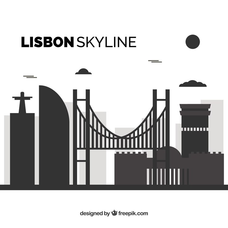 Kostenlose Vektor flache skyline von lissabon