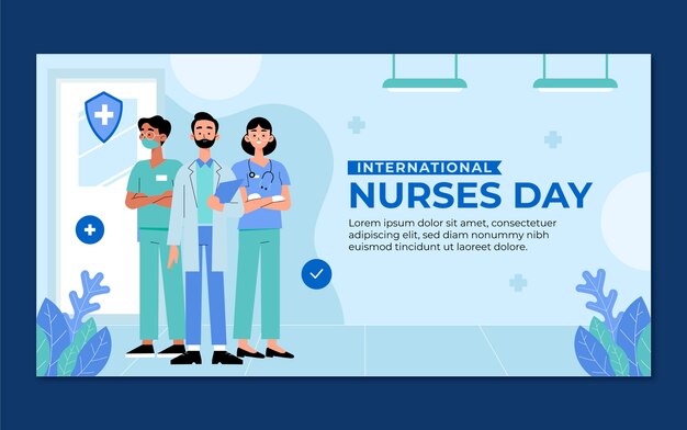 Flache Social-Media-Beitragsvorlage zum Internationalen Tag der Krankenschwestern