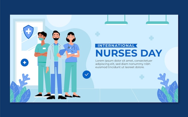 Flache Social-Media-Beitragsvorlage zum Internationalen Tag der Krankenschwestern