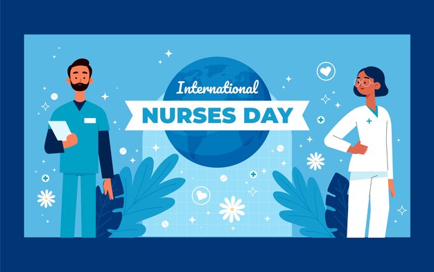 Flache Social-Media-Beitragsvorlage zum Internationalen Tag der Krankenschwestern