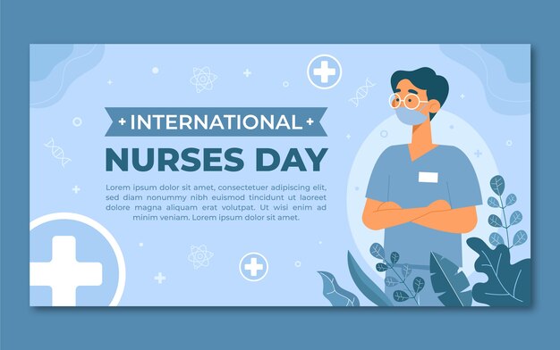 Flache Social-Media-Beitragsvorlage zum Internationalen Tag der Krankenschwestern