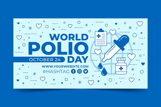 Flache Social-Media-Beitragsvorlage zum Welt-Polio-Tag