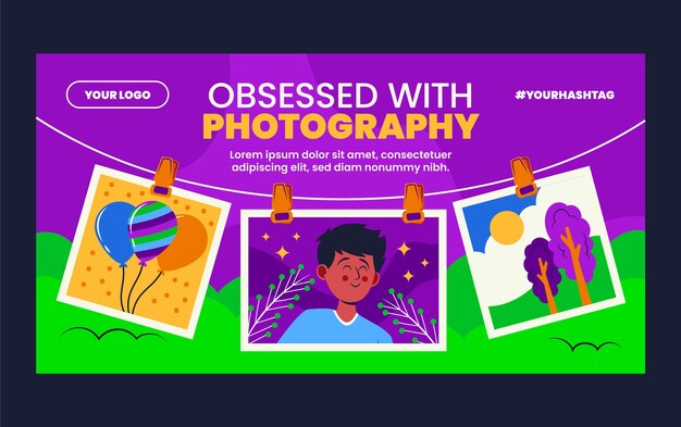 Flache Social-Media-Beitragsvorlage zum Weltfotografietag