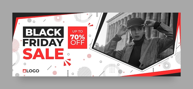 Flache Social-Media-Cover-Vorlage für Black-Friday-Verkäufe