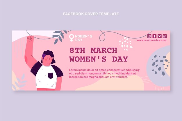 Flache Social-Media-Cover-Vorlage für den internationalen Frauentag