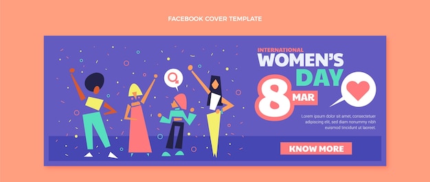 Kostenloser Vektor flache social-media-cover-vorlage für den internationalen frauentag