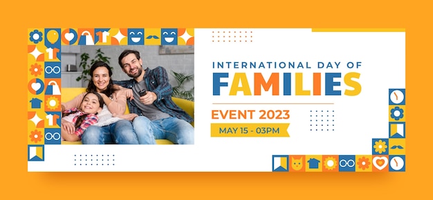 Flache Social-Media-Cover-Vorlage für den internationalen Tag der Familienfeier