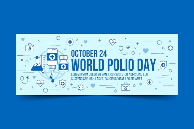 Flache Social-Media-Cover-Vorlage für den Welt-Polio-Tag