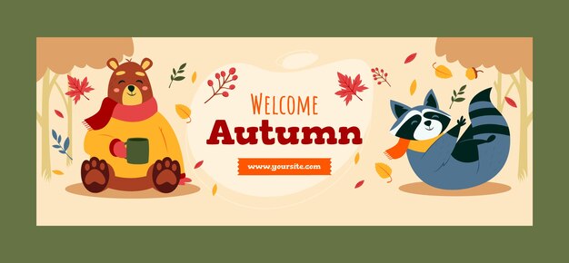Flache Social-Media-Cover-Vorlage für die Herbstfeier