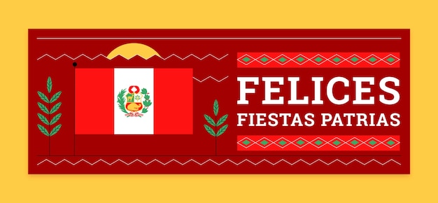 Kostenloser Vektor flache social-media-cover-vorlage für peruanische fiestas patrias-feierlichkeiten