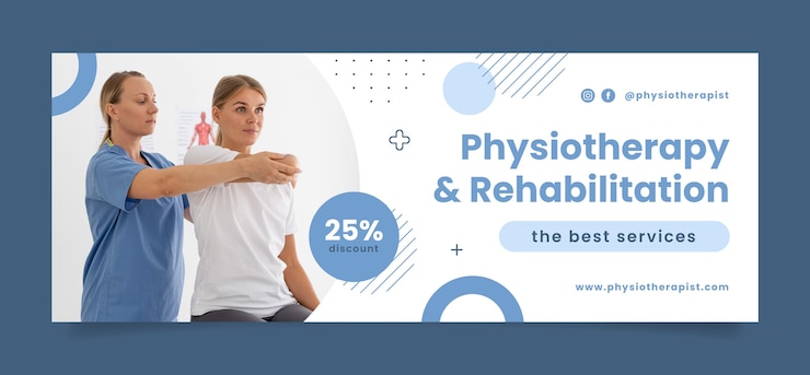 Kostenlose Vektor flache social-media-cover-vorlage für physiotherapeuten