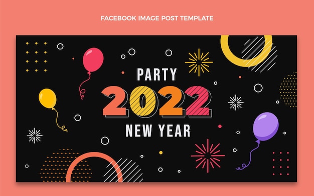 Flache Social-Media-Postvorlage für das neue Jahr