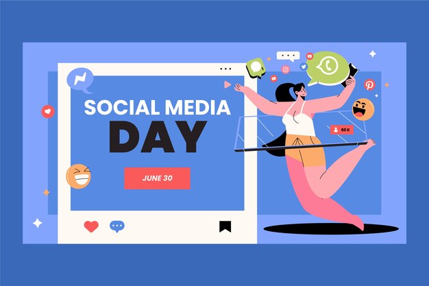 Flache Social-Media-Postvorlage für den Tag der sozialen Medien