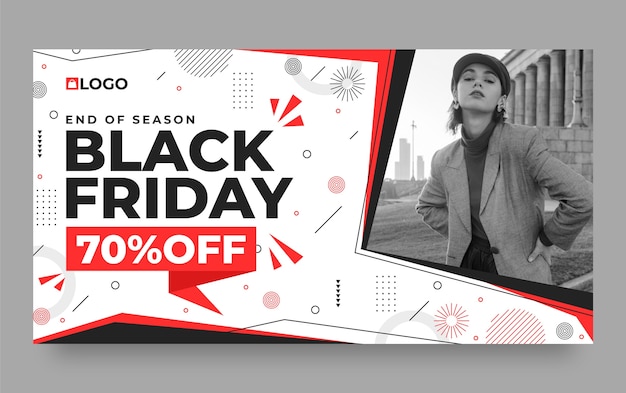 Flache Social-Media-Promo-Vorlage für Black-Friday-Verkäufe