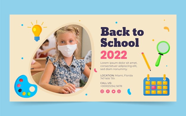 Flache Social-Media-Promo-Vorlage für den Schulanfang