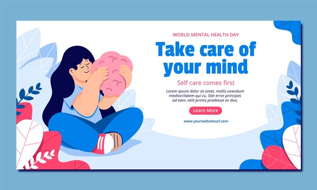 Flache Social-Media-Promo-Vorlage zum Welttag der psychischen Gesundheit