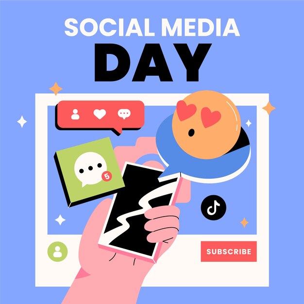 Flache Social-Media-Tagesillustration