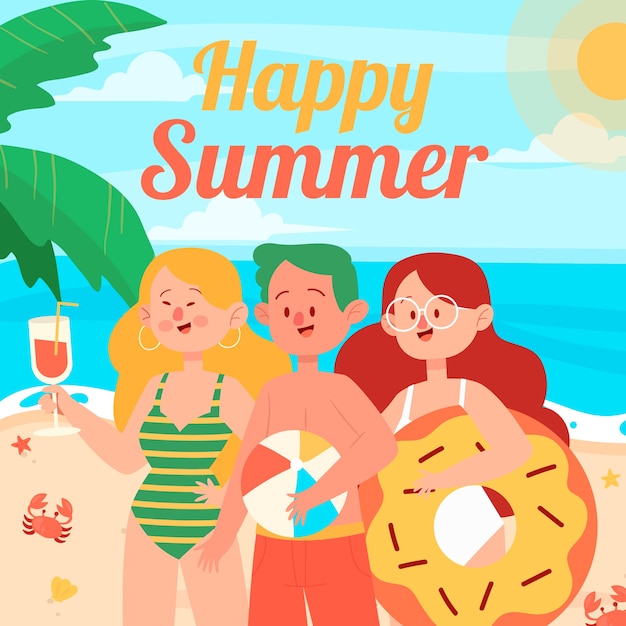 Flache sommerillustration