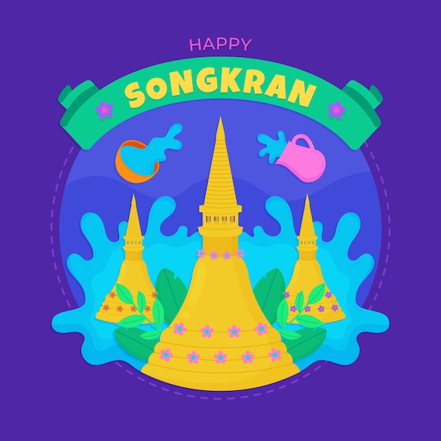 Kostenloser Vektor flache songkran-illustration